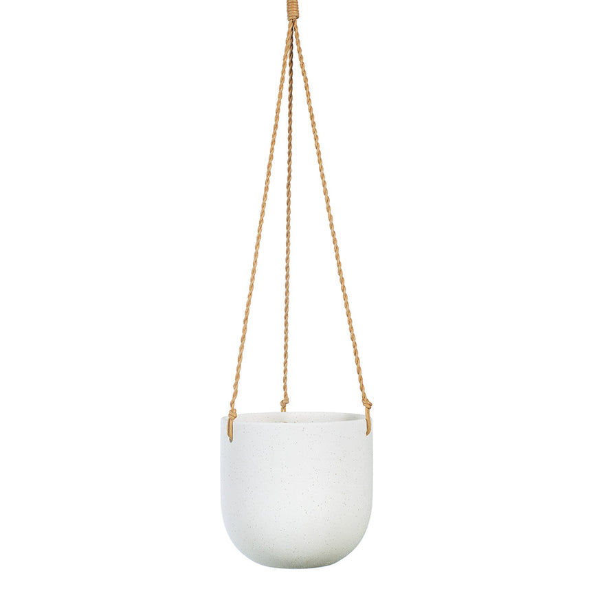 Flo White Ceramic Hanging Bowl (Small)