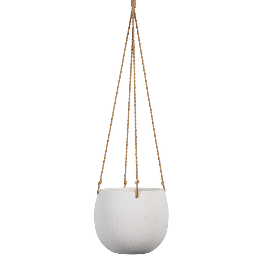 Flo White Ceramic Hanging Pot (Medium)